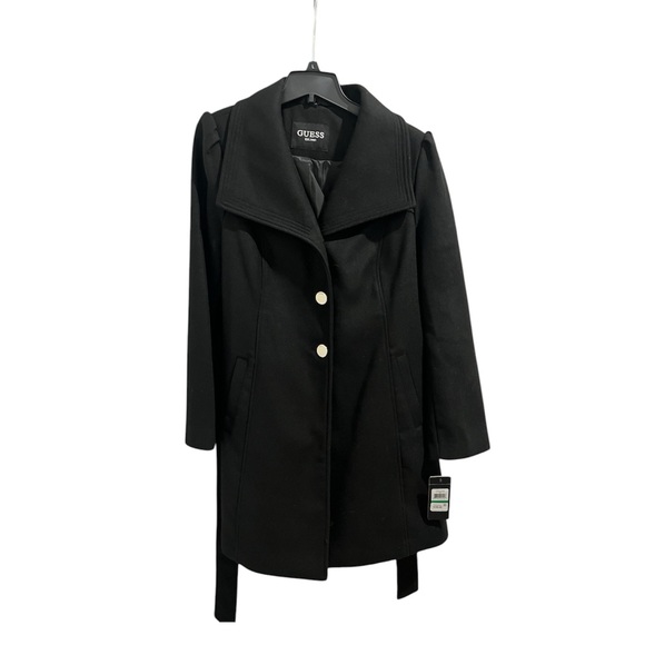 Guess Funnel Collar Wool Trench Coat - Picture 2 of 10